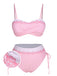 [Pre-Sale] Pink 1950s Spaghetti Strap Heart Plaids Swimsuit