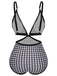 Black 1950s Houndstooth Waist Cutout Swimsuit