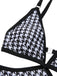 Black 1950s Houndstooth Waist Cutout Swimsuit