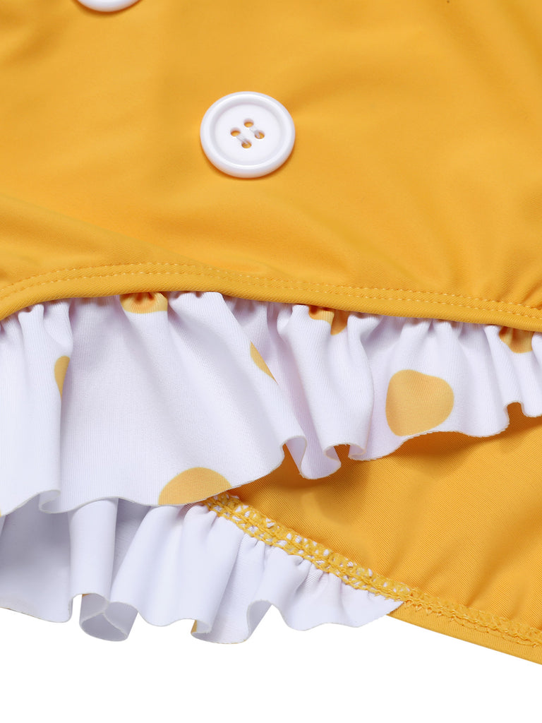 [Pre-Sale] Yellow 1940s Polka Dot Ruffle Swimsuit