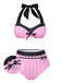 [Pre-Sale] Pink & Black 1950s Stripe Halter Swimsuit
