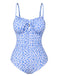 Blue 1950s Ditsy Floral Strap Swimsuit