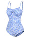 Blue 1950s Ditsy Floral Strap Swimsuit