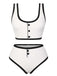 White 1930s Knit Contrast Swimsuit
