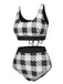 Black 1950s Plaid Wide Strap Swimsuit