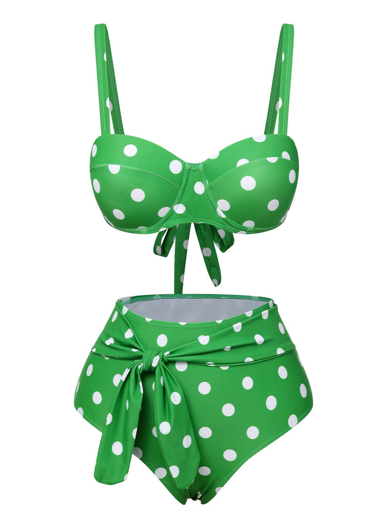 Vintage 1950s Polka Dots Strap Swimsuit