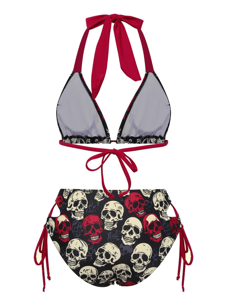 [Pre-Sale] Multicolor 1950s Skull Halter Swimsuit