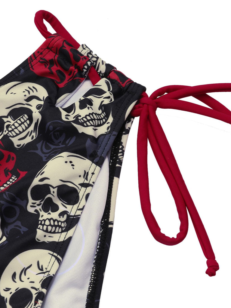 [Pre-Sale] Multicolor 1950s Skull Halter Swimsuit