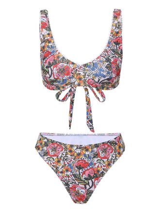 1970s Hippie Floral Wide Strap Swimsuit