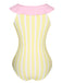 Yellow & Pink 1940s Stripe One-Piece Swimsuit