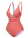 1950s Stripes Spaghetti Strap One-Piece Swimsuit