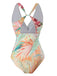 1940s Floral V-Neck Tie-Waist Swimsuit