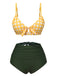Yellow & Green 1950s Plaid Bow Bikini Set