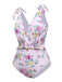 Lavender 1940s Floral Shoulder Tie Swimsuit