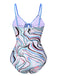 Blue 1940s Marble Print Hollow One-Piece Swimsuit