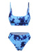 Blue 1950s Tie-Dye Spaghetti Straps Swimsuit