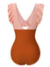 Skin & Orange 1940s Ruffle Cutout Swimsuit