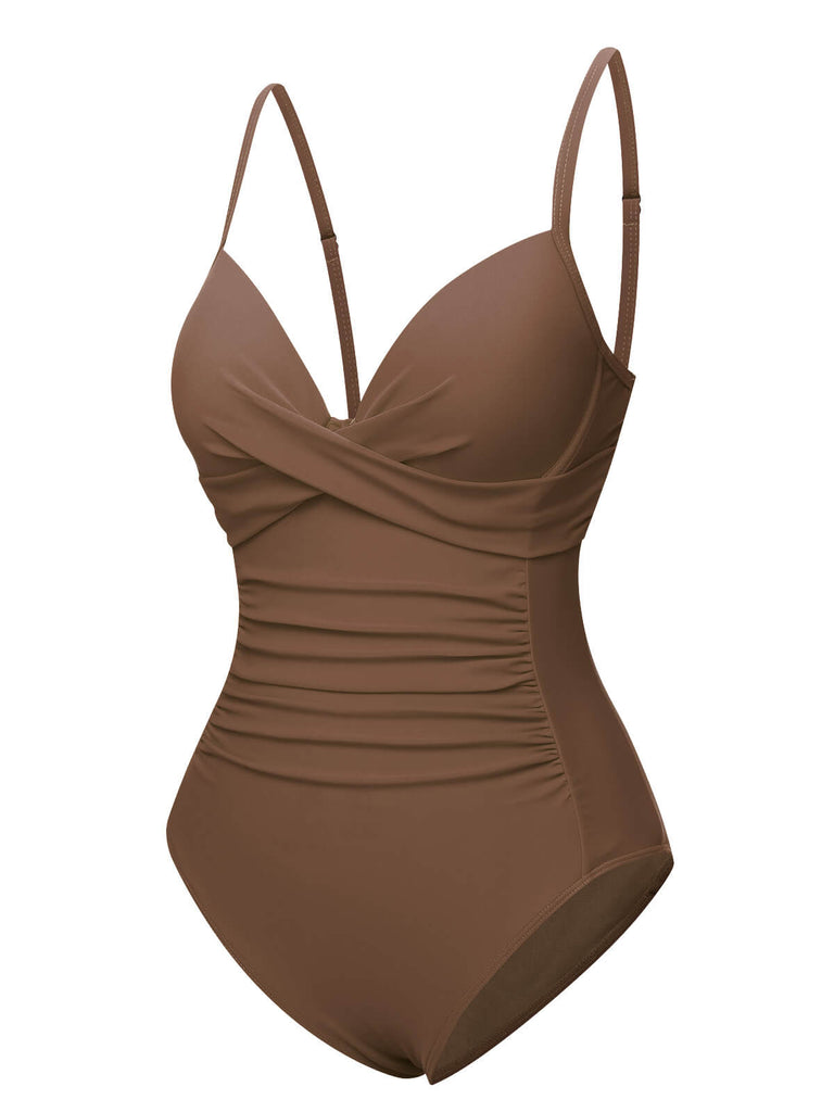 1940s Solid Bandage One-Piece Swimsuit