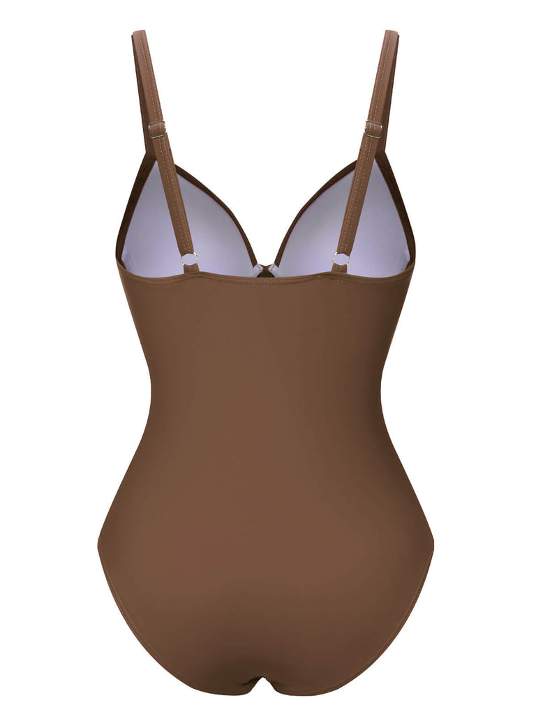 1940s Solid Bandage One-Piece Swimsuit