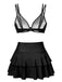 1950s Solid Suspender Skirt Swimsuit