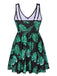Black & Green 1950s Tropical Skirted Swimsuit