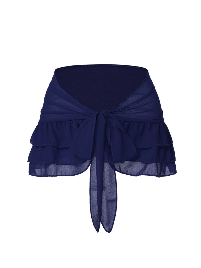 [US Warehouse] Red 1960s Solid Chiffon Skirt Cover-Up