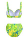 Fluorescent Green 1950s Floral Bikini Set