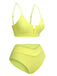 Yellow 1950s Solid Knit Bikini Set