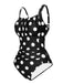 1940s Polka Dots Wrinkle Strap Swimsuit