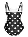 1940s Polka Dots Wrinkle Strap Swimsuit