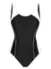 Black 1940s Contrast One-Piece Swimsuit