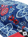 Blue 1940s Tribal Print V-Neck Swimsuit