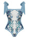 Blue 1930s Straps Reversible Swimsuit