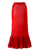 Red 1960s Solid Ruffles Long Cover-Up