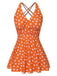 1930s Cross Straps Polka Dots Swimsuit