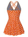 1930s Cross Straps Polka Dots Swimsuit