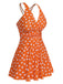 1930s Cross Straps Polka Dots Swimsuit