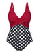 Red 1960s Polka Dot Patchwork Swimsuit