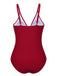 Red 1960s Polka Dot Patchwork Swimsuit