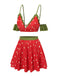 [Pre-Sale] Red 1950s Spaghetti Strap Ruffles Strawberry Swimsuit