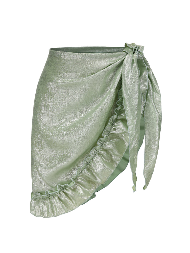 [Pre-Sale] Green 1950s Ruffle Tie Cover-up