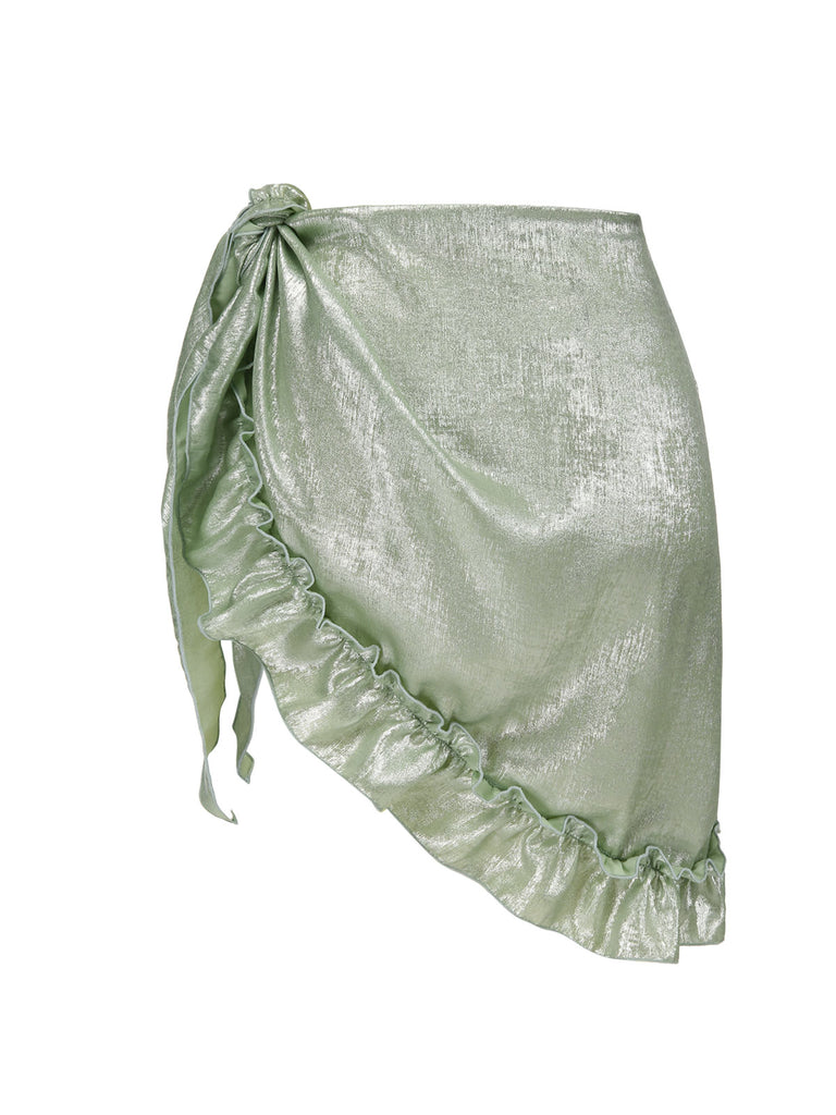 [Pre-Sale] Green 1950s Ruffle Tie Cover-up