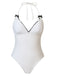 White 1950s Bow Lace-Up Halter Swimsuit