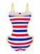 1960s Barbie Striped Hollow Bow Swimsuit
