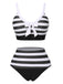 1960s V-Neck Bow Straps Stripes Swimsuit