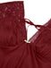 1960s Solid Lace Satin Patchwork V-neck Side-Slit Nightgown