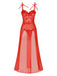 Red 1950s Spaghetti Strap Lace 3D Flower Nightgown