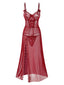 1970s Strap Lace Sheer Slit Sleepwear Nightgown