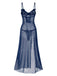 1970s Strap Lace Sheer Slit Sleepwear Nightgown