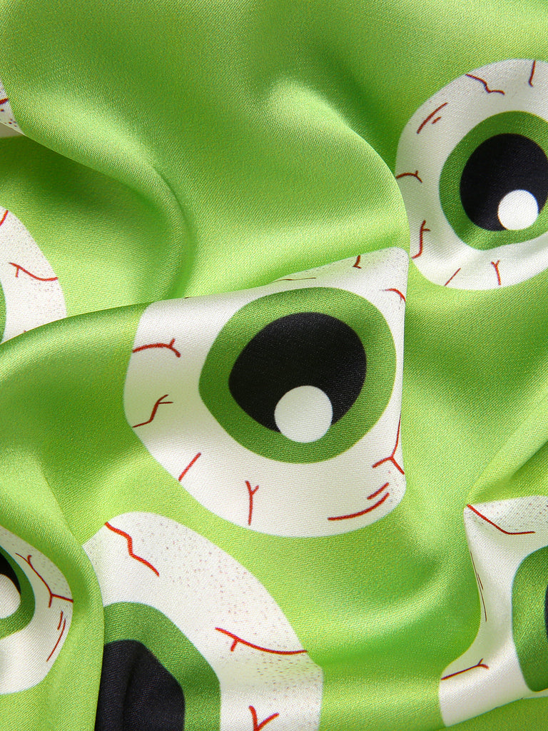 [Pre-Sale] Green 1970s Halloween Eyeball Lapel Pajama Set